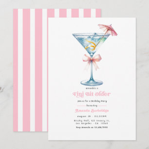 Calm Pink Tini Bit Older Martini Birthday Party Invitation