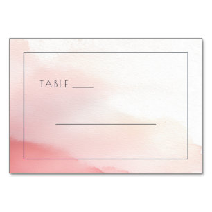 Calm Pink Watercolor Minimalist Table Number