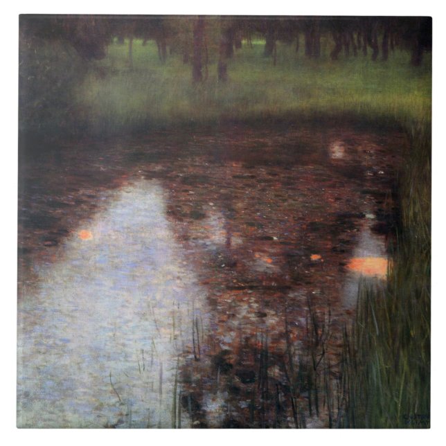 Calm Pond on Kammer Castle Grounds, Gustav Klimt Ceramic Tile (Front)