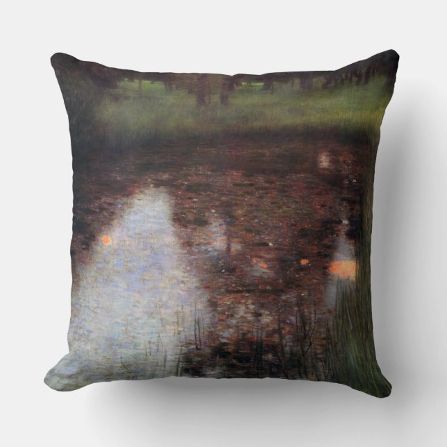Calm Pond on Kammer Castle Grounds, Gustav Klimt Cushion (Front)