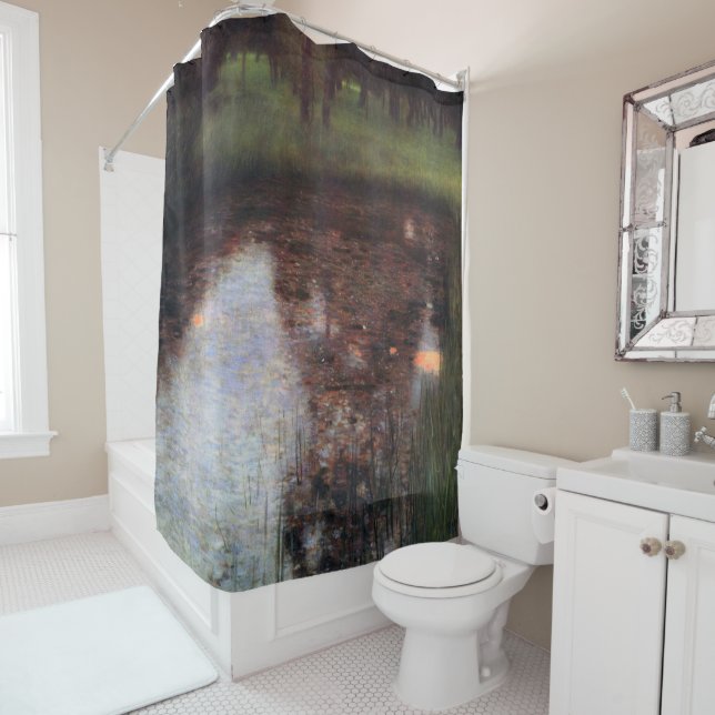 Calm Pond on Kammer Castle Grounds, Gustav Klimt Shower Curtain (In Situ)