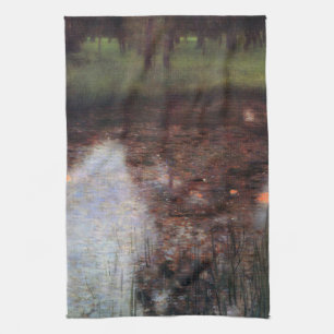 Calm Pond on Kammer Castle Grounds, Gustav Klimt Tea Towel