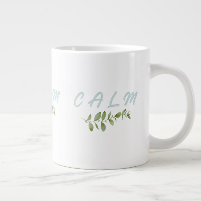 Calm, Positive Affirmation, Wellbeing Gift for Her Large Coffee Mug (Right)