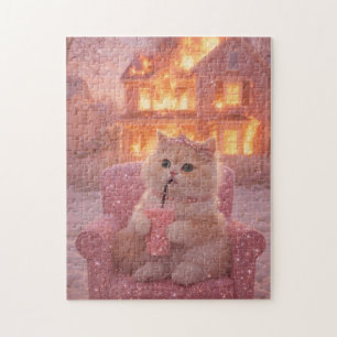 Calm Princess Cat During Total Chaos Jigsaw Puzzle
