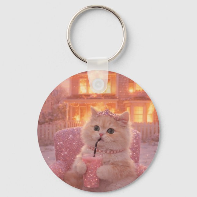    Calm Princess Cat During Total Chaos            Key Ring (Front)