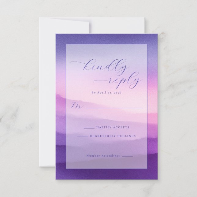 Calm Purple Gradient Ombre RSVP Card (Front)