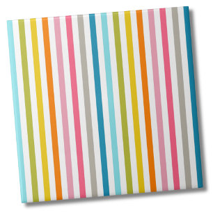 Calm Rainbow Stripes Pattern Ceramic Tile