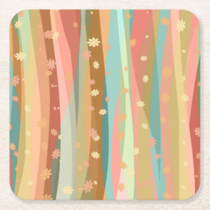 Calm Relaxing Flowers Square Paper Coaster