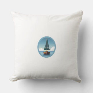 Calm Sea Boat with Peace Quote  Cushion