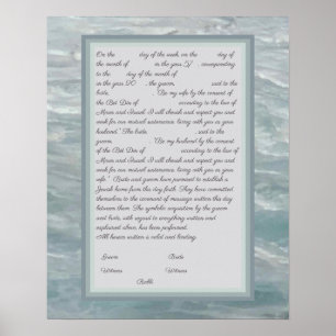 Calm Seas Ketubah with Canadian Reform Text Poster