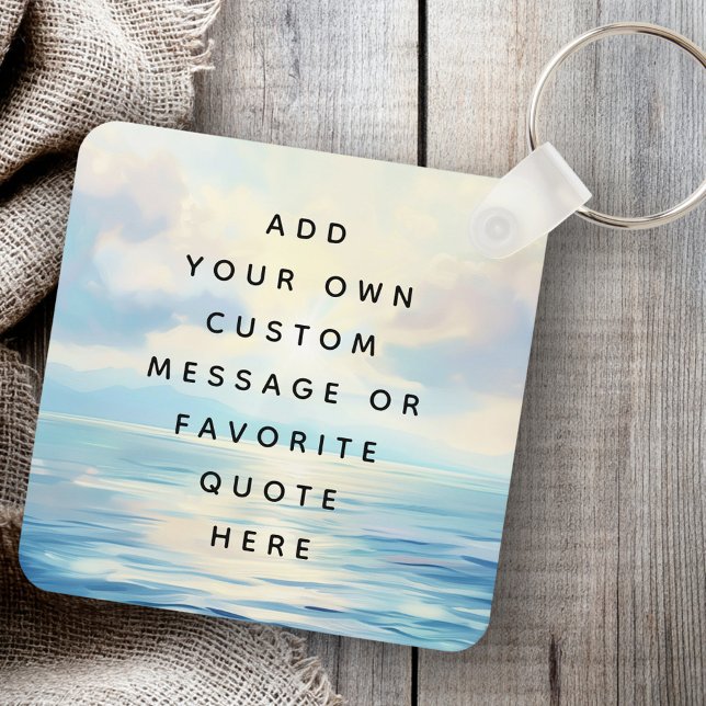 Calm seas ocean sunrise painting custom message key ring (Calm seas ocean sunrise painting custom message keychain)