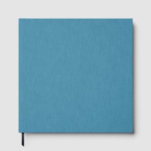 Calm & simple Blue linen textured background Guest Book