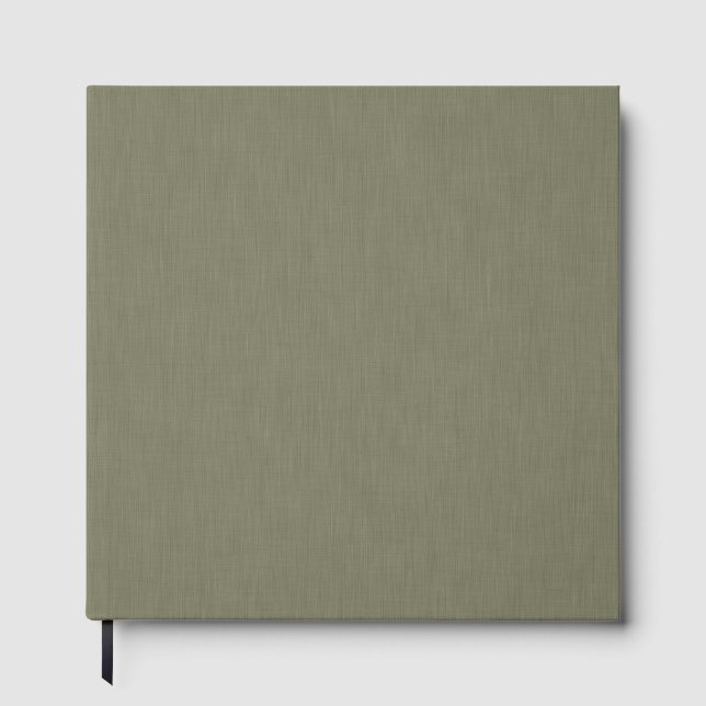 Calm & simple olive green textured background  guest book (Front)
