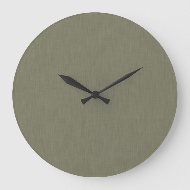 Calm & simple olive green textured background  large clock (Front)