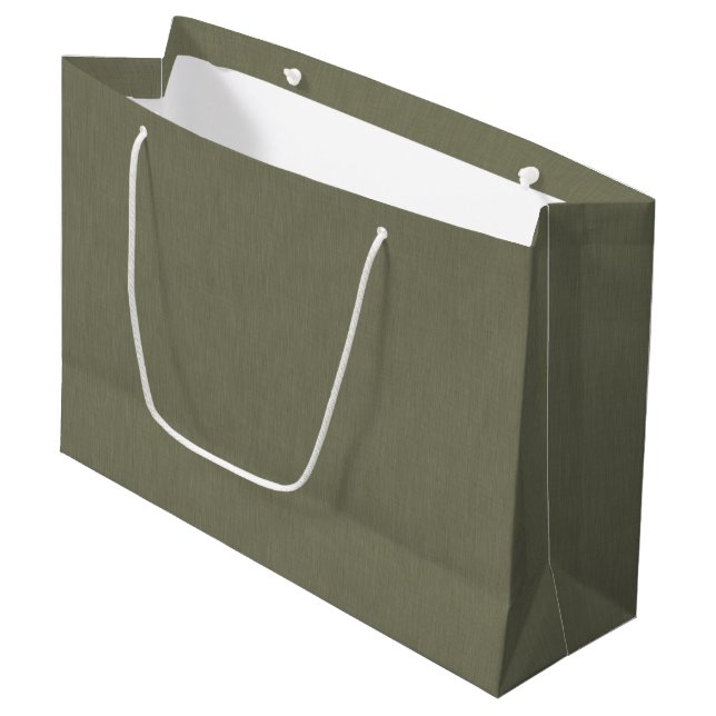 Calm & simple olive green textured background  large gift bag (Front Angled)