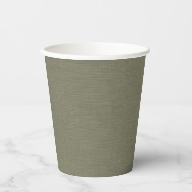 Calm & simple olive green textured background  paper cups (Front)