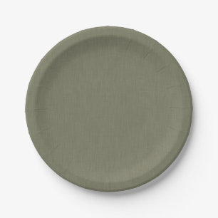 Calm & simple olive green textured background paper plate
