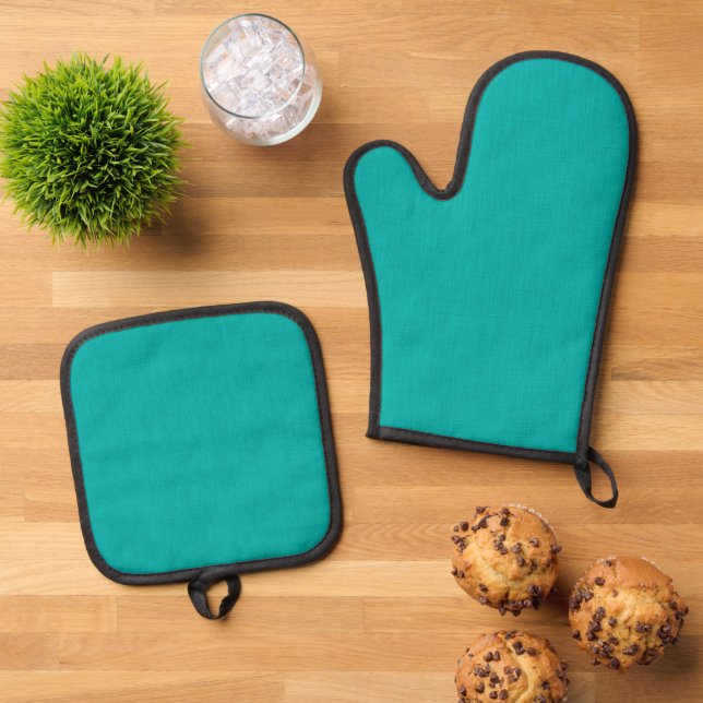 Calm & simple  Turquoise textured background  Oven Mitt & Pot Holder Set (Top Down)