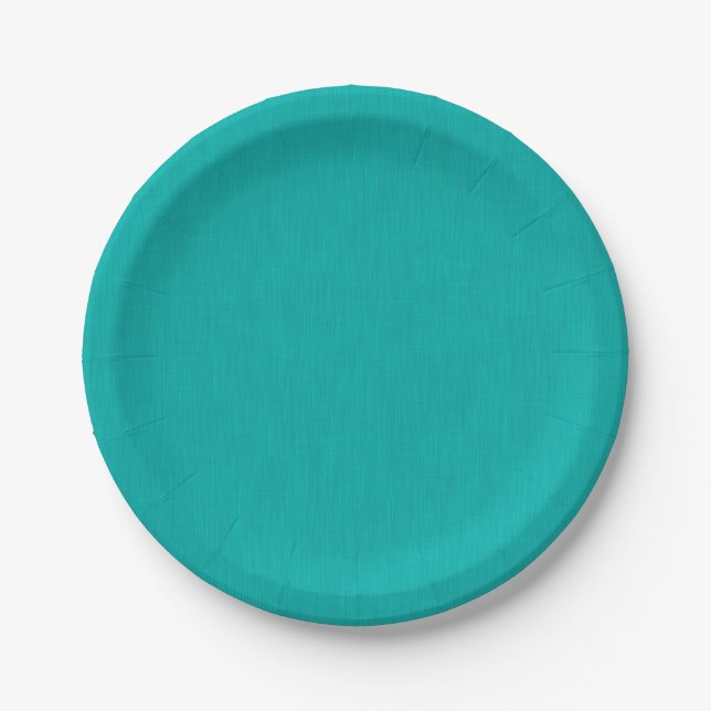 Calm & simple  Turquoise textured background  Paper Plate (Front)