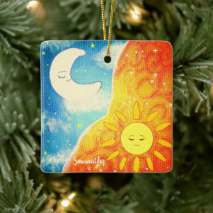 Calm Sun And The Moon Ceramic Ornament