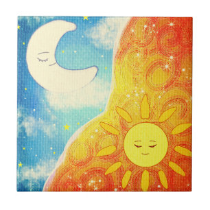 Calm Sun And The Moon Ceramic Tile