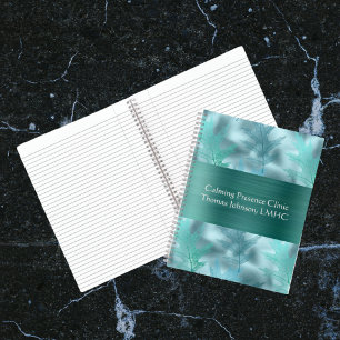 Calm Teal Leafy Shimmer Psychotherapy or Counsello Notebook