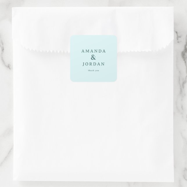 Calm Teal Minimalist Gratitude Square Sticker (Bag)