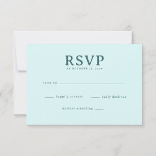 Calm Teal Minimalist RSVP Card