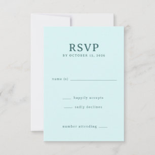 Calm Teal Minimalist RSVP Card