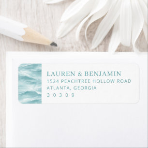 Calm Teal Water Waves Return Address Label