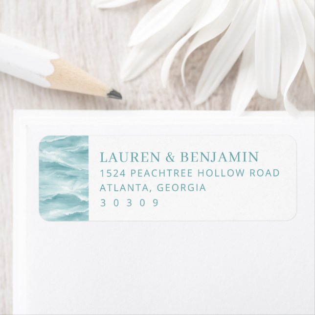 Calm Teal Water Waves Return Address Label (Insitu)