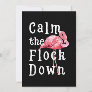 Calm The Flock Down Flamingo Girl Funny Flamingo Holiday Card