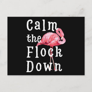 Calm The Flock Down Flamingo Girl Funny Flamingo Postcard