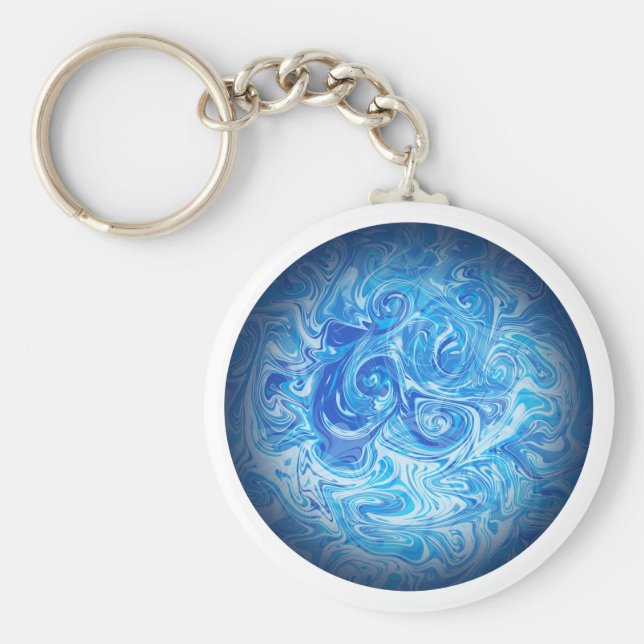 Calm Tide Fluid Art Keychain (Front)