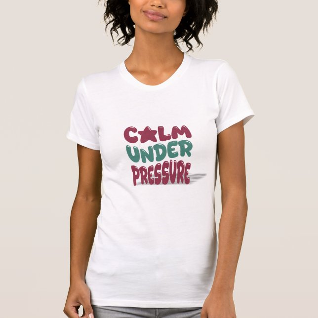 Calm Under Pressure 3D Bubble burnt red & grey T-Shirt (Front)