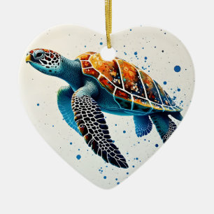 Calm Waters: Celebrate Sea Turtles with ocean Ceramic Ornament