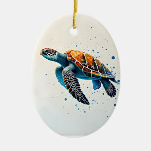 Calm Waters: Celebrate Sea Turtles with ocean Ceramic Ornament
