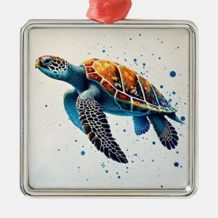 Calm Waters: Celebrate Sea Turtles with ocean Metal Ornament