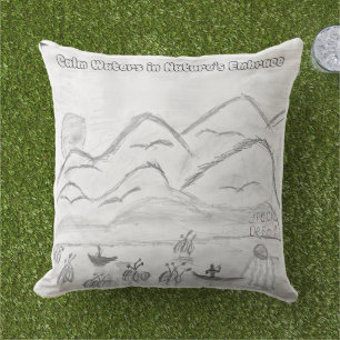 'Calm Waters in Nature's Embrace' Throw Pillow