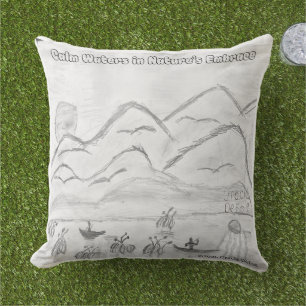 'Calm Waters in  Nature's Embrace' Throw Pillow