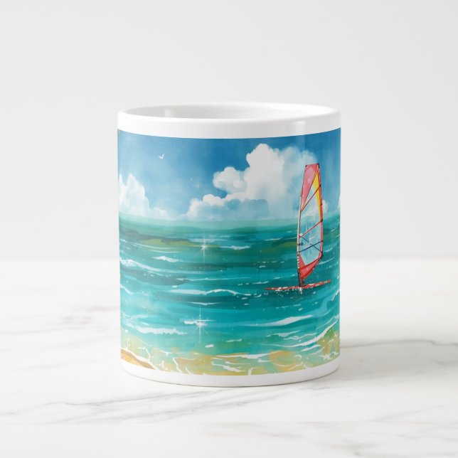 Calm Windsurf Scene Large Coffee Mug (Front)