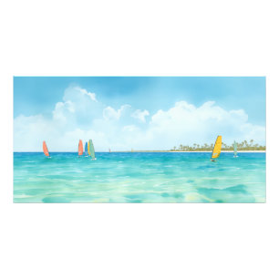 Calm Windsurfers on the Sea Watercolor  Photo Print