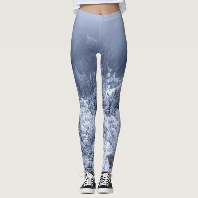 Calm Winter Mountains: Foggy Serenity. Leggings (Front)