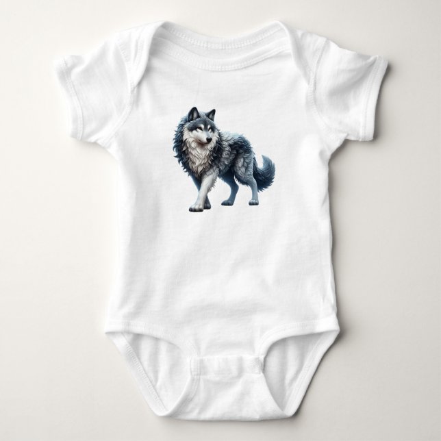 Calm Wolf Baby Bodysuit (Front)