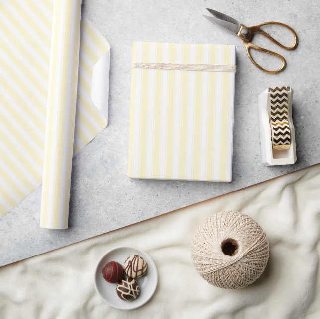 ** Calm Yellow Minimalist Stripes Wrapping Paper (Crafts)