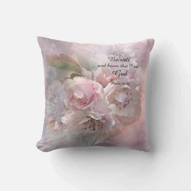 Calming Blossom with a Bible message Cushion (Front)