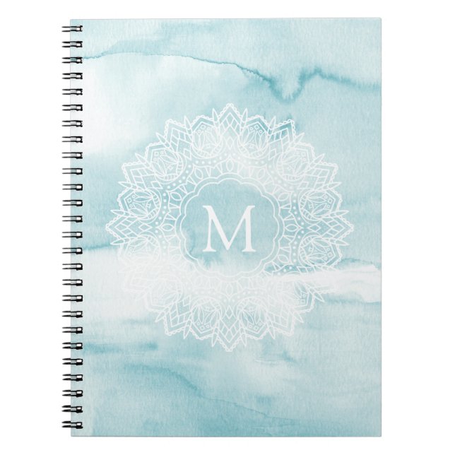 Calming Blue Marble Mandala Pastel Notebook (Front)