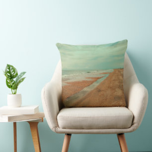 Calming Blue Minimalist Ocean Beach Tide Cushion