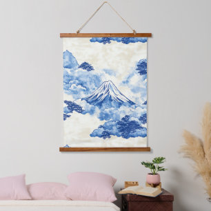 Calming Blue Snow Peak Cloud Landscape Hanging Tapestry