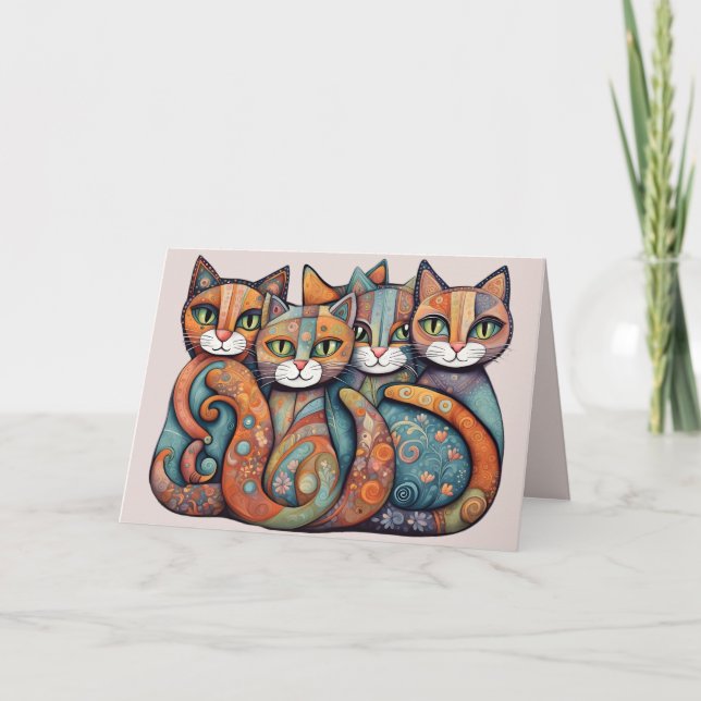 calming cats 3 greeting card (Front)